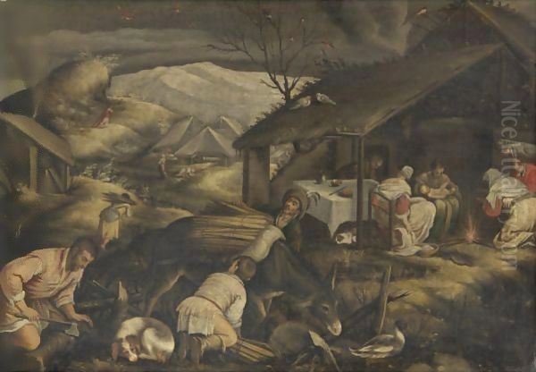 Allegoria Dell'Inverno Oil Painting by Jacopo Bassano (Jacopo da Ponte)