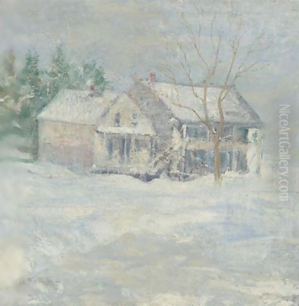 Brush House, Cos Cob Oil Painting by John Henry Twachtman