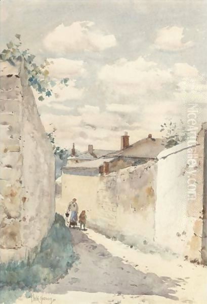 Street - Auvers Sur L'Oise Oil Painting by Frederick Childe Hassam