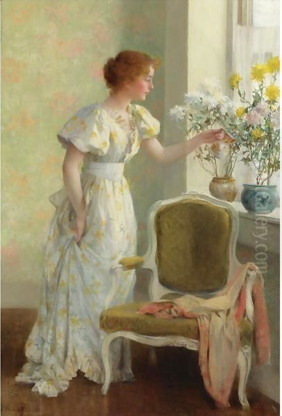 Flowers In The Window Oil Painting by Francis Coates Jones