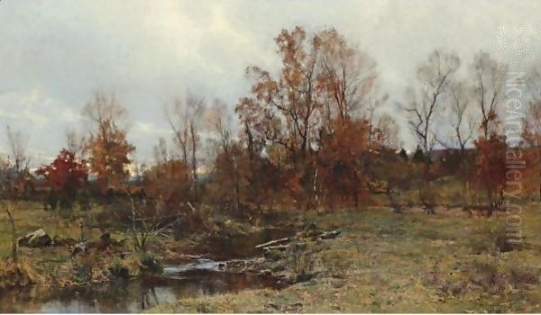 Brook In Autumn Oil Painting by Hugh Bolton Jones