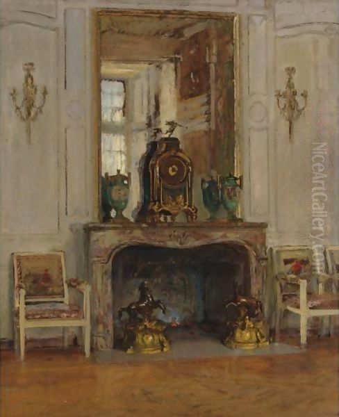 Fireplace, Palais De Fontainbleau Oil Painting by Walter Gay