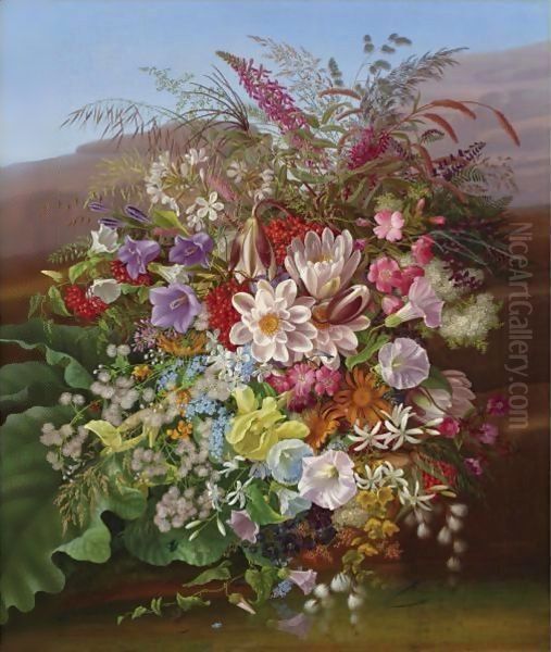 Still Life With Flowers 3 Oil Painting by Adelheid Dietrich