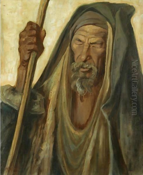 Portrait Of An Egyptian Oil Painting by Konstantinos Maleas