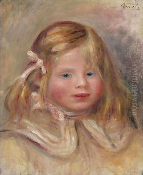 Coco Au Ruban Rose Oil Painting by Pierre Auguste Renoir