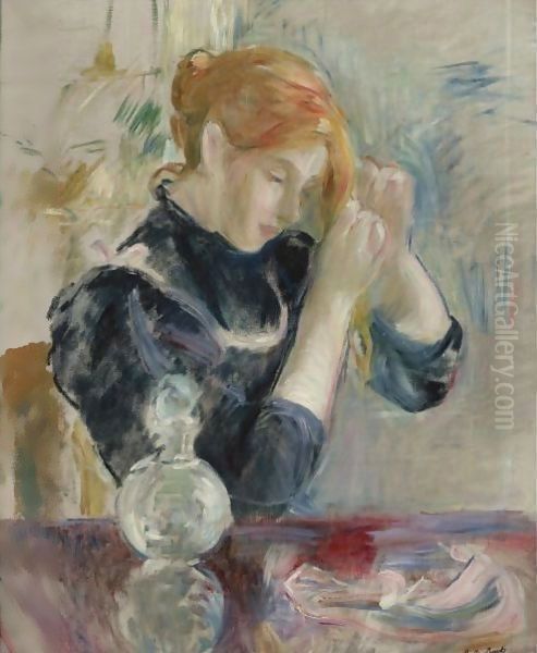 Devant La Toilette Oil Painting by Berthe Morisot