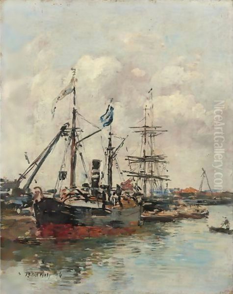 Trouville, Le Port 3 Oil Painting by Eugene Boudin