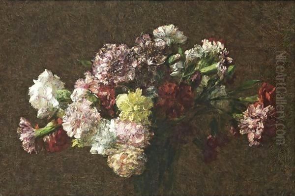 Oeillets 3 Oil Painting by Ignace Henri Jean Fantin-Latour