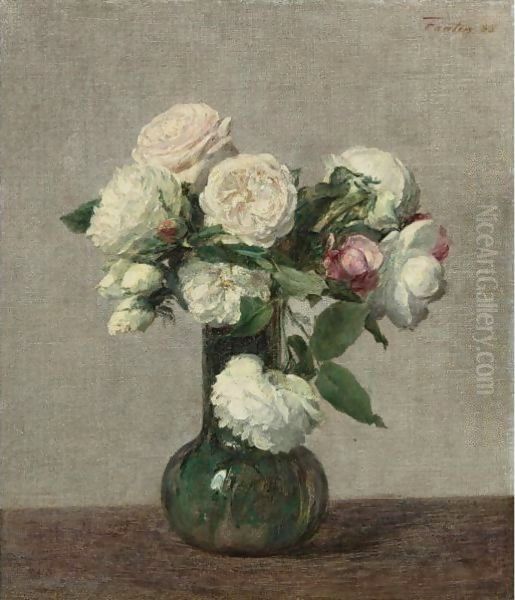 Roses 10 Oil Painting by Ignace Henri Jean Fantin-Latour