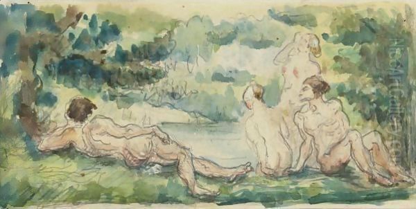 Baigneurs Et Baigneuses Oil Painting by Paul Cezanne