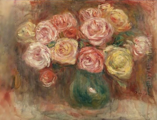 Vase De Fleurs Oil Painting by Pierre Auguste Renoir