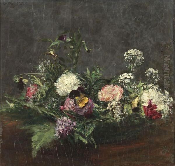 Fleurs Oil Painting by Ignace Henri Jean Fantin-Latour