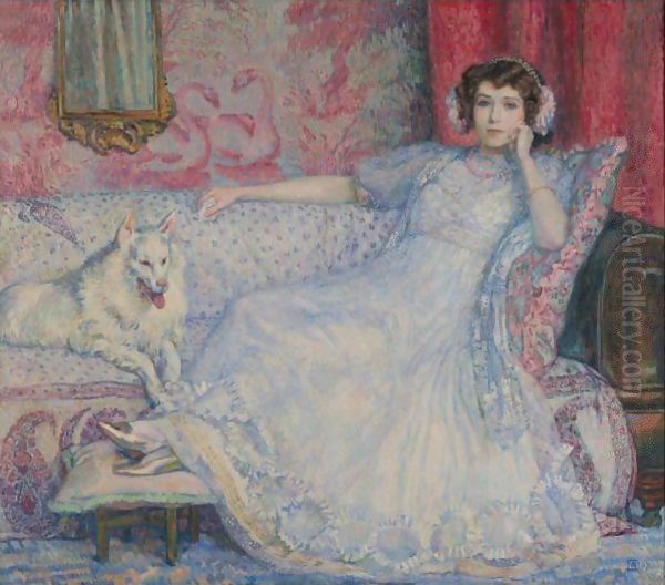 Portrait De Madame Helene Keller Oil Painting by Theo van Rysselberghe