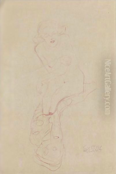 Sitzfrau (Seated Woman) Oil Painting by Gustav Klimt