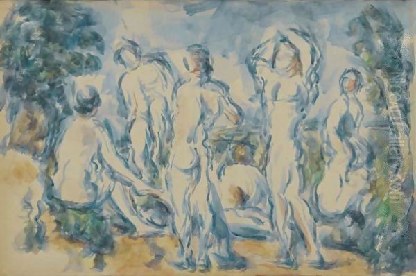 Groupe De Baigneurs Oil Painting by Paul Cezanne