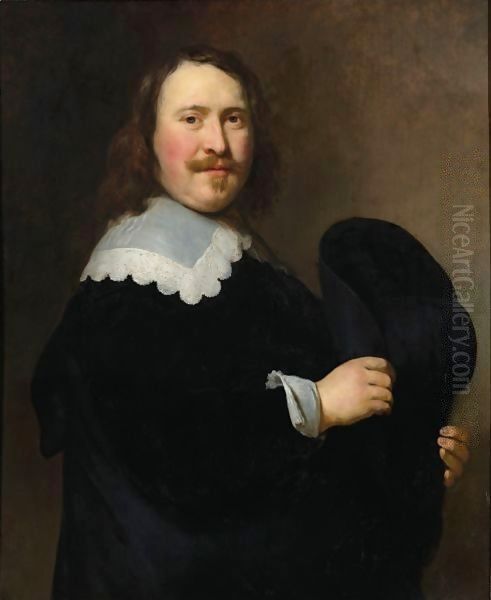 A Portrait Of A Gentleman Oil Painting by Govert Teunisz. Flinck