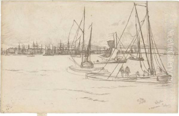 Amsterdam, From The Tolhuis Oil Painting by James Abbott McNeill Whistler