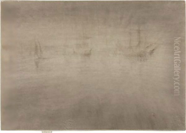 Nocturne Shipping Oil Painting by James Abbott McNeill Whistler