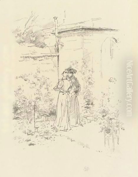 Confidences In The Garden Oil Painting by James Abbott McNeill Whistler