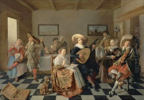 A Merry Company Oil Painting by Jan Miense Molenaer