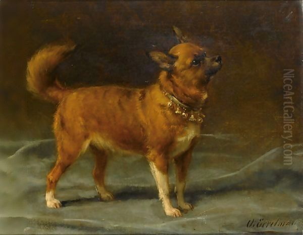 A Pincher Oil Painting by Otto Eerelman