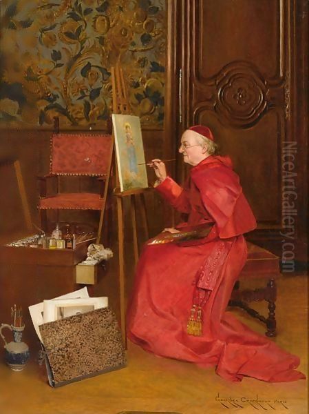 The Artist At Work Oil Painting by Georges Croegaert