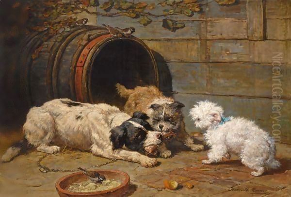 Hondenmaal Oil Painting by Henriette Ronner-Knip