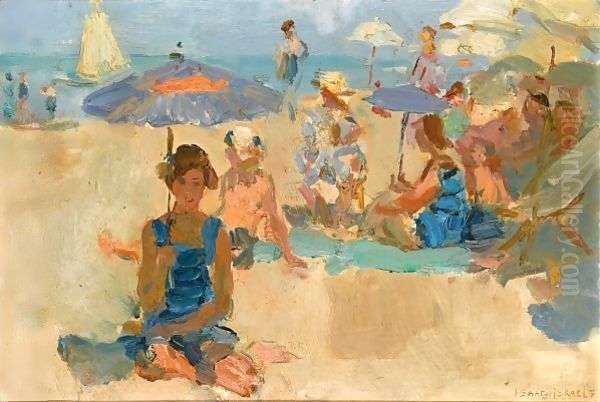 A Sunny Day On The Beach, Viareggio Oil Painting by Isaac Israels