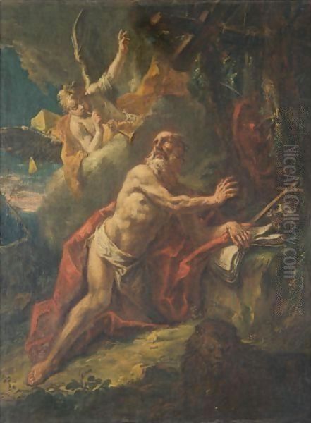 Saint Jerome In The Wilderness Oil Painting by Gaspare Diziani