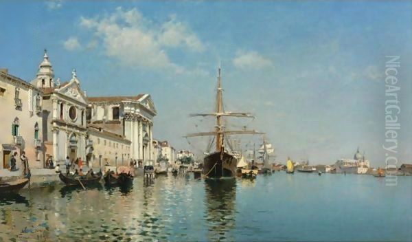 La Chiesa Gesuati From The Canale Della Giudecca, Venice Oil Painting by Federico del Campo