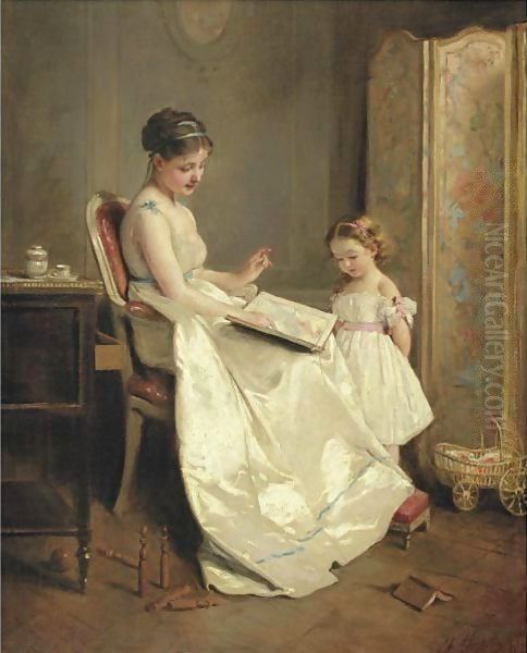 The Lesson Oil Painting by Charles Chaplin