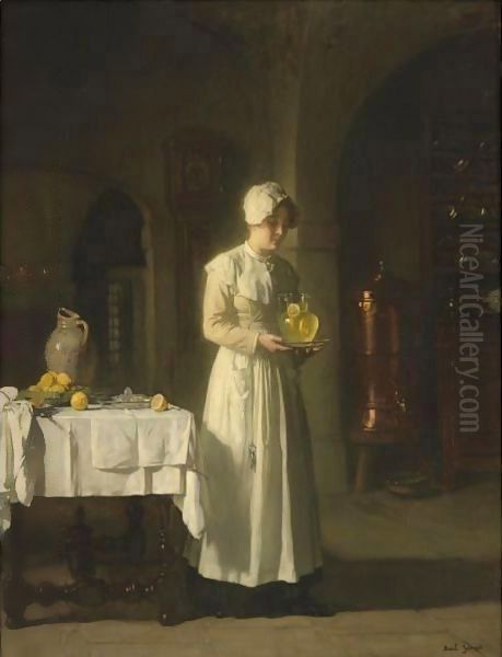 Maid With Lemonade Oil Painting by Claude Joseph Bail