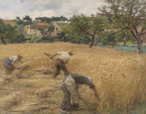 Cutting Wheat Oil Painting by Leon Augustin Lhermitte