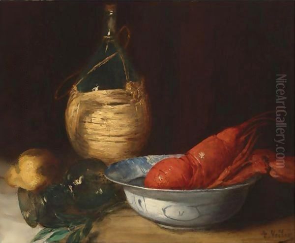 Still Life With Lobster Oil Painting by Antoine Vollon