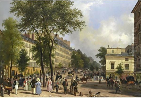 A Boulevard In Paris Oil Painting by Guiseppe Canella