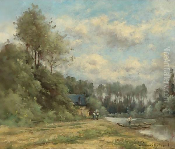 Paysannes Sur Le Chemin Oil Painting by Paul Trouillebert