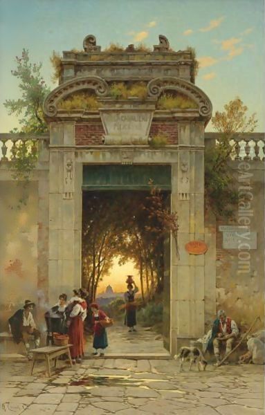 On The Via Flaminia Near The Villa Cavalieri Oil Painting by Hermann David Solomon Corrodi