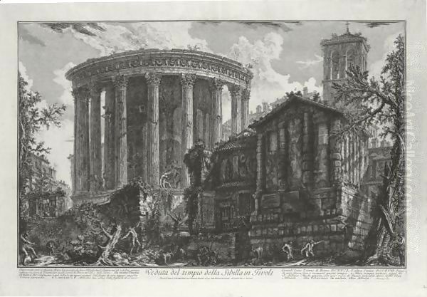 Veduta Del Tempio Della Sibilla In Tivoli Oil Painting by Giovanni Battista Piranesi