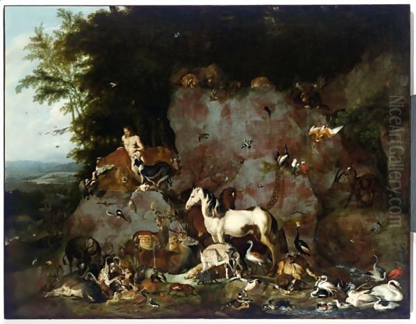 Adam Naming All Animals (Gen. 219-21) Oil Painting by Carl Borromaus Andreas Ruthart