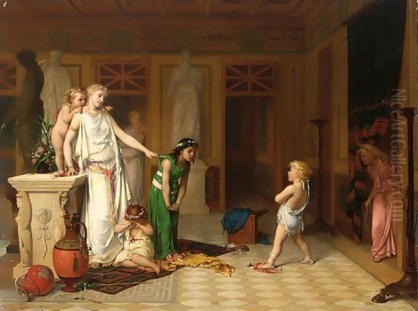 The Children's Quarrel Oil Painting by Pierre Oliver Joseph Coomans