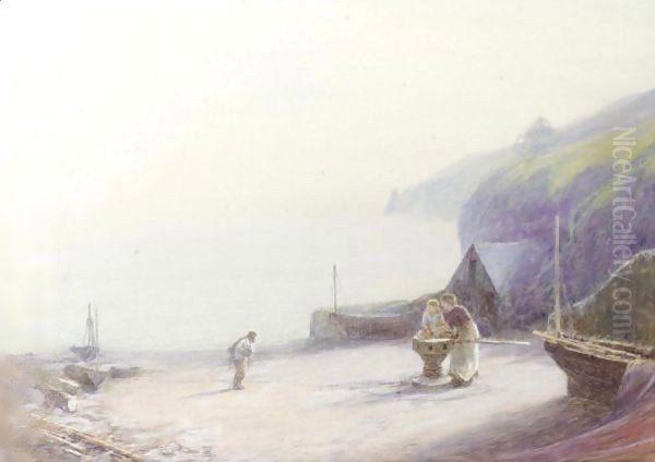 The Capstan, Beer Beach, East Devon Oil Painting by John White