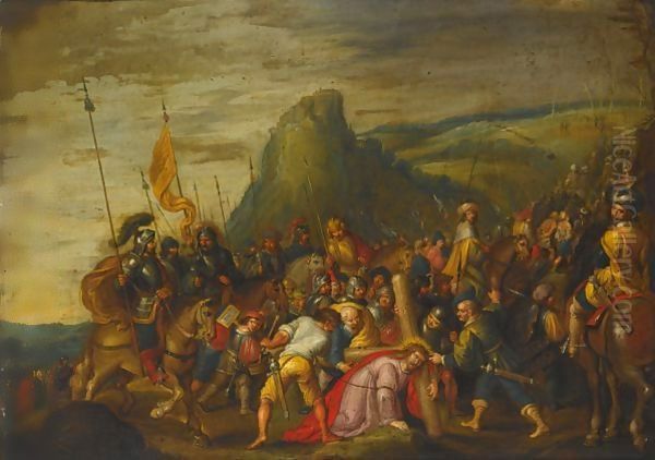 Christ On The Road To Calvary 3 Oil Painting by Frans II Francken