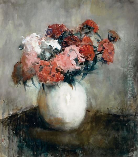 Sweet-William In A Vase Oil Painting by Floris Arntzenius