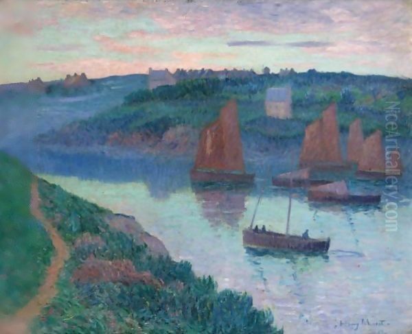 Bateaux De Peche En Bretagne Oil Painting by Henri Moret