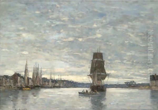 Vue Du Bassin De Trouville Oil Painting by Eugene Boudin