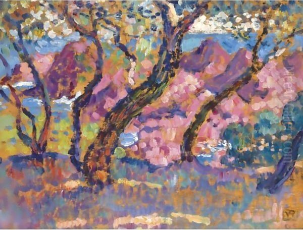 A L'Ombre Des Pins Oil Painting by Theo van Rysselberghe