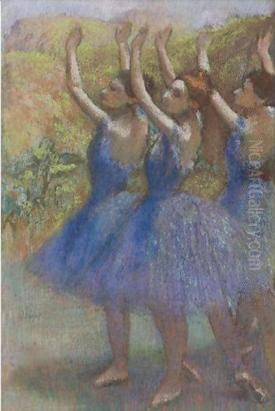 Trois Danseuses Jupes Violettes Oil Painting by Edgar Degas