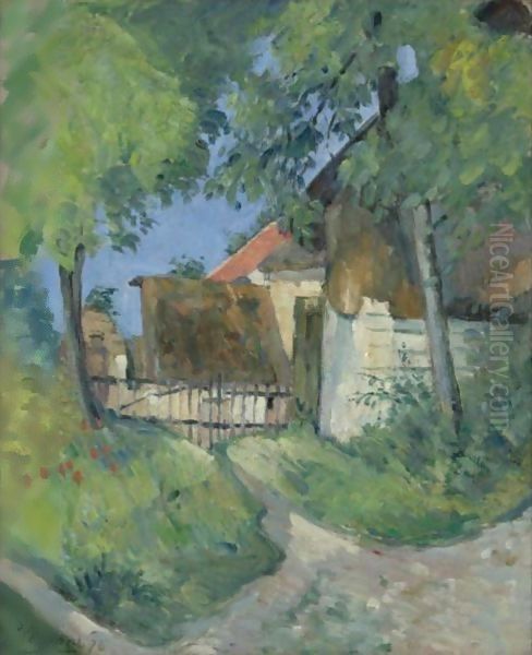 Entree De Ferme, Rue Remy, A Auvers-Sur-Oise Oil Painting by Paul Cezanne