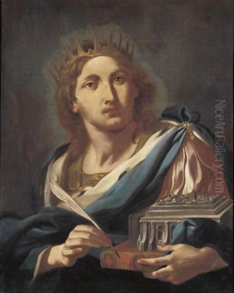 King Solomon Holding A Model Of The Temple Oil Painting by Sebastiano Conca