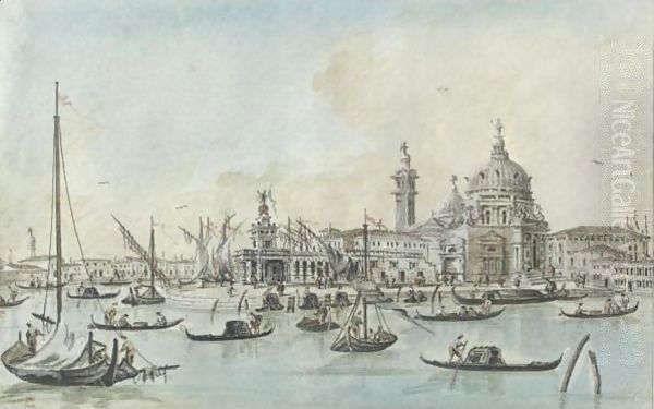 View Of Santa Maria Della Salute And The Dogana, Venice Oil Painting by Giacomo Guardi